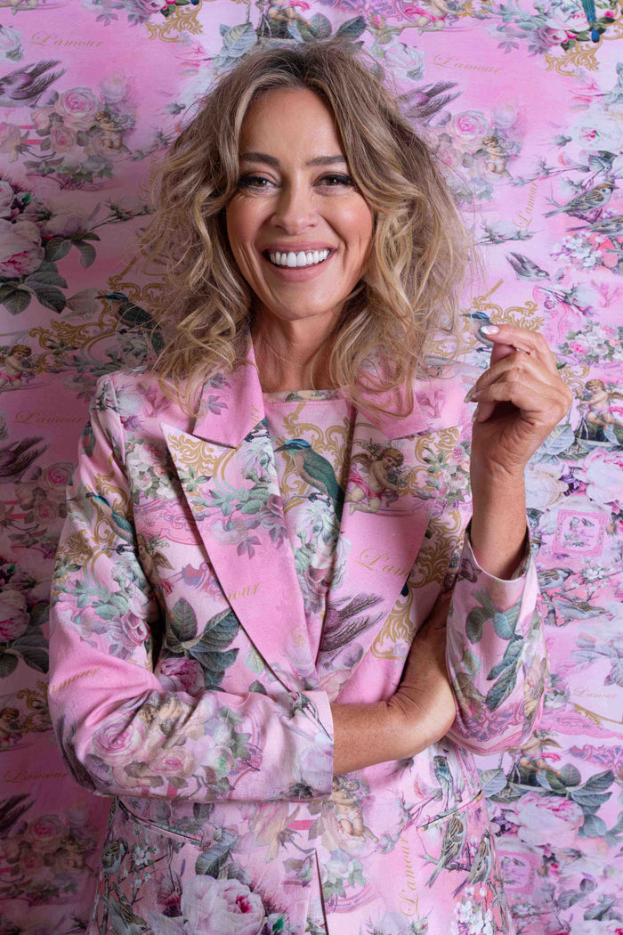 Sheryl May Pink Rococo Print Linen Jacket