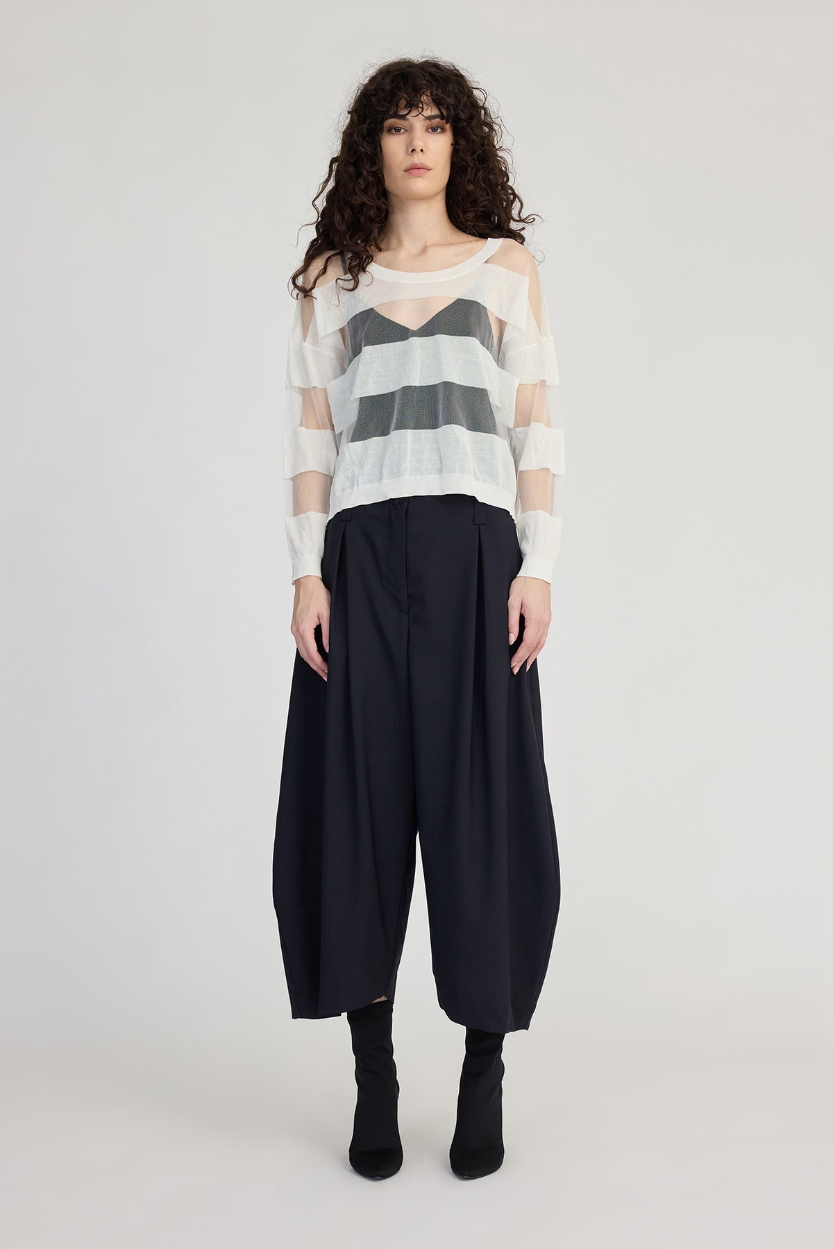 Taylor Banded Sweater Ivory