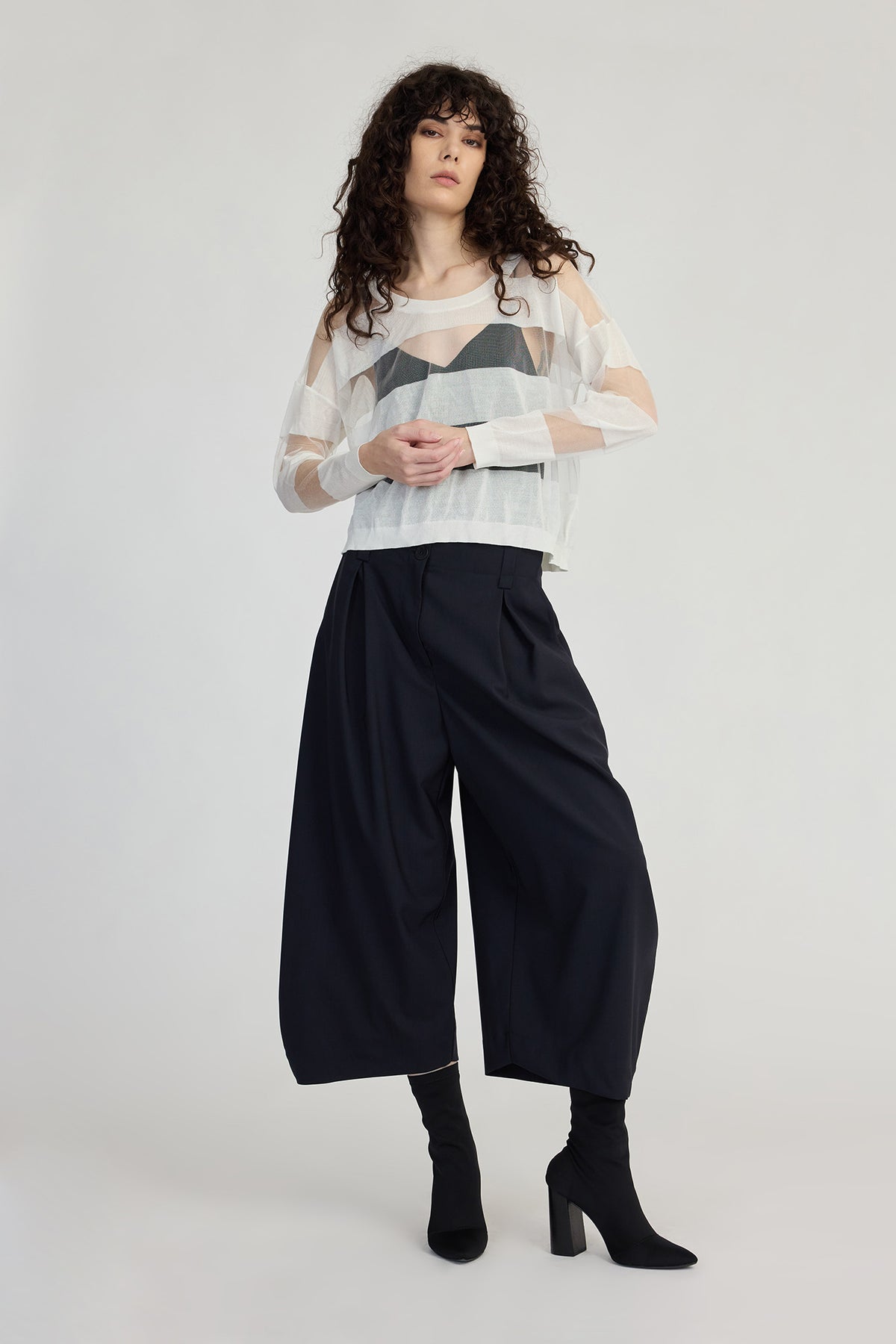 Taylor Banded Sweater Ivory