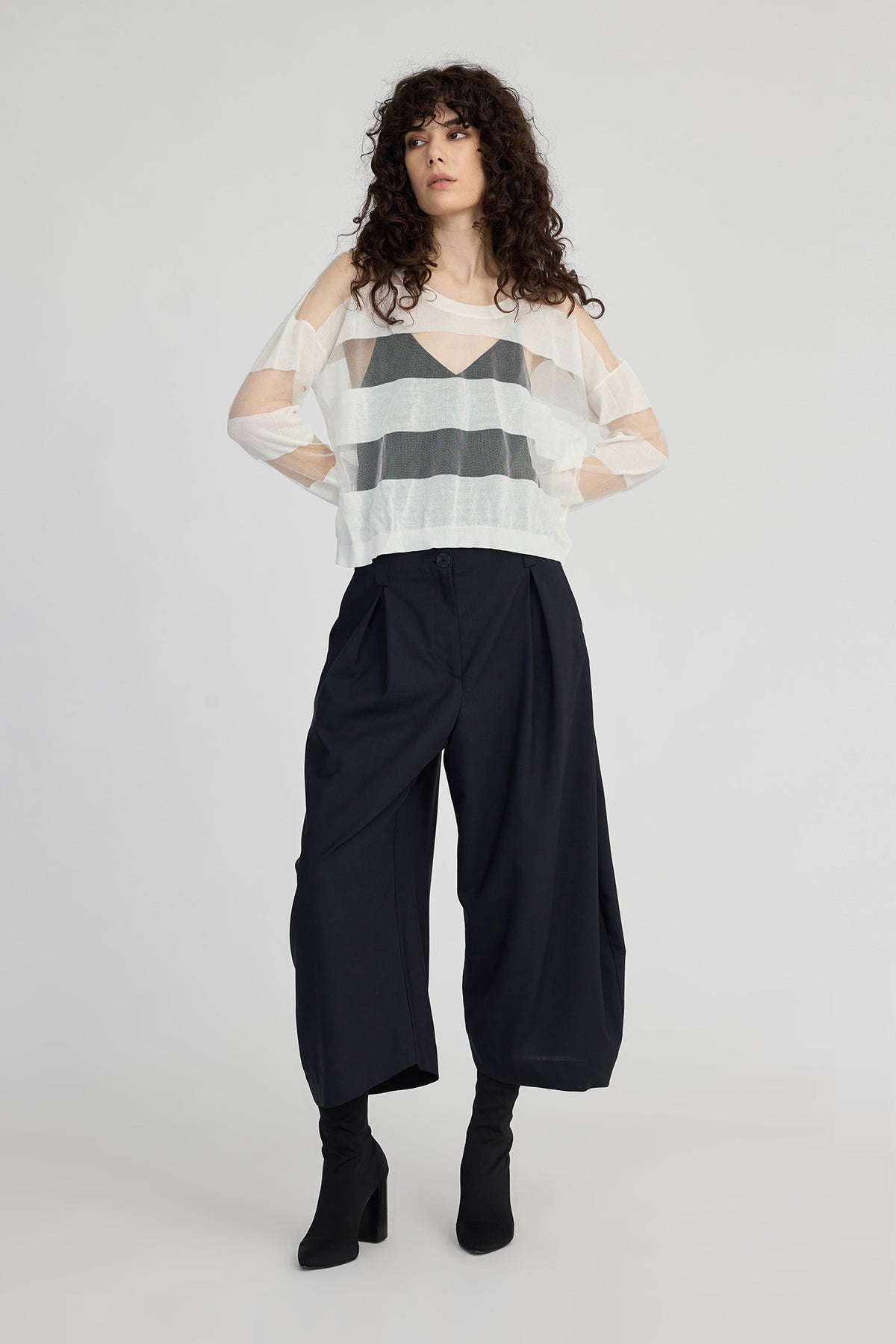 Taylor Banded Sweater Ivory