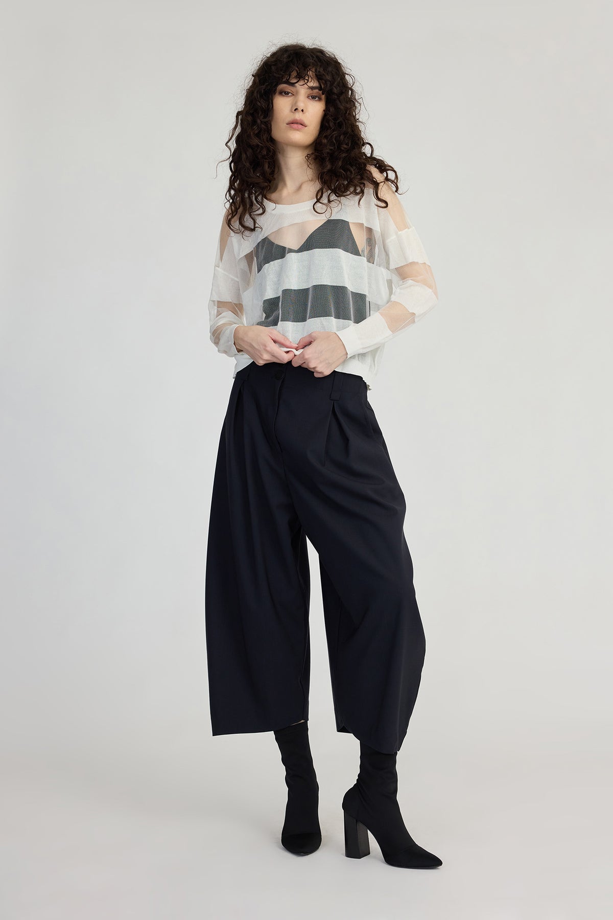 Taylor Banded Sweater Ivory