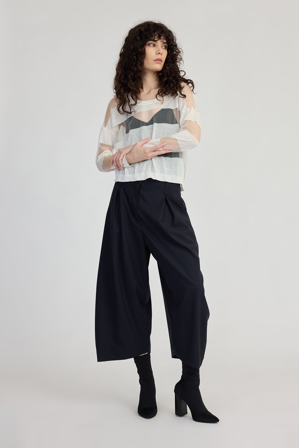 Taylor Banded Sweater Ivory