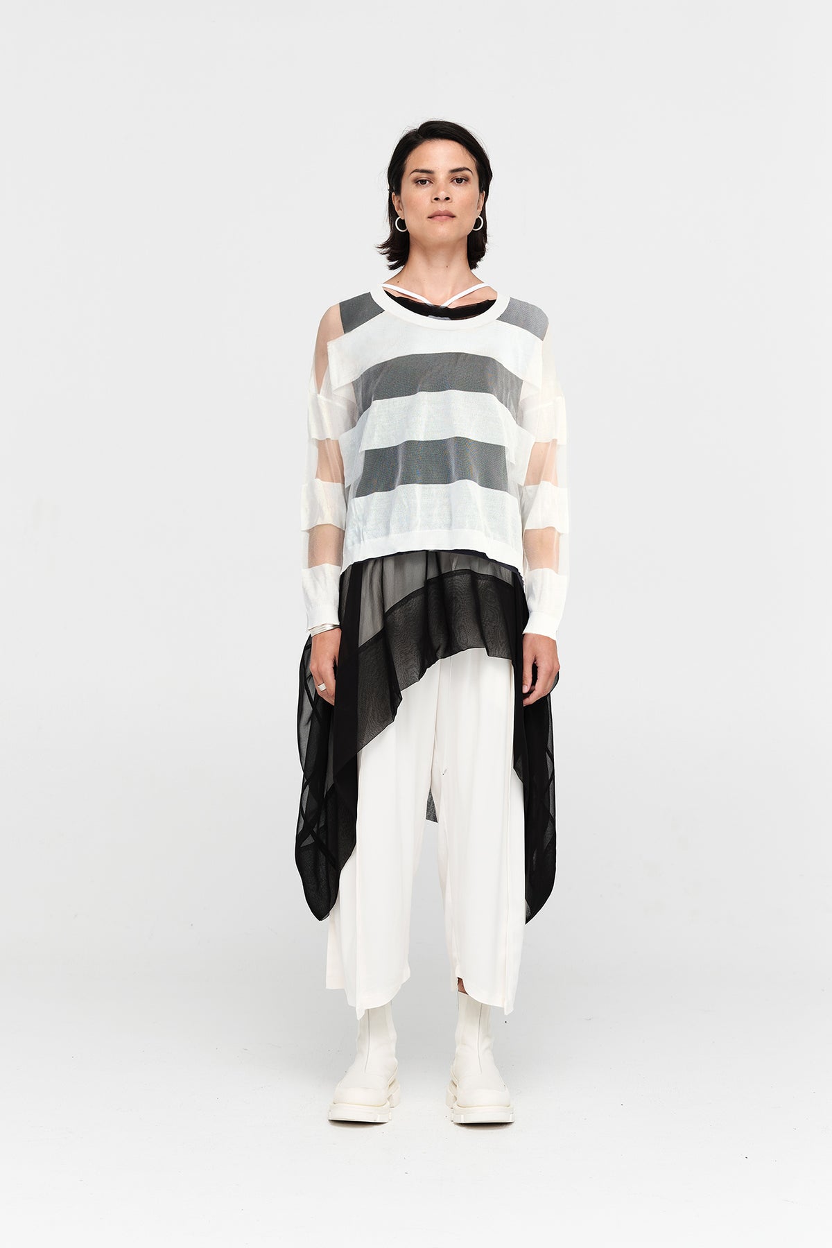 Taylor Banded Sweater Ivory