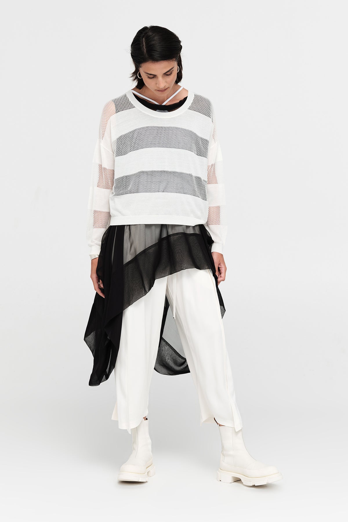 Taylor Banded Sweater Ivory