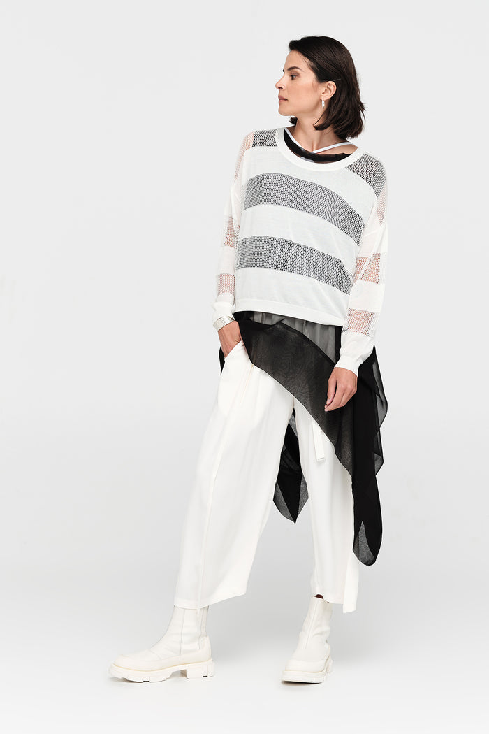 Taylor Banded Sweater Ivory