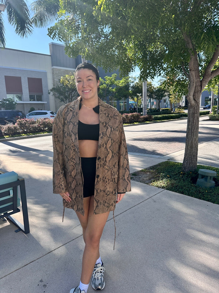 DEA Dianne Leather Blazer Python Print