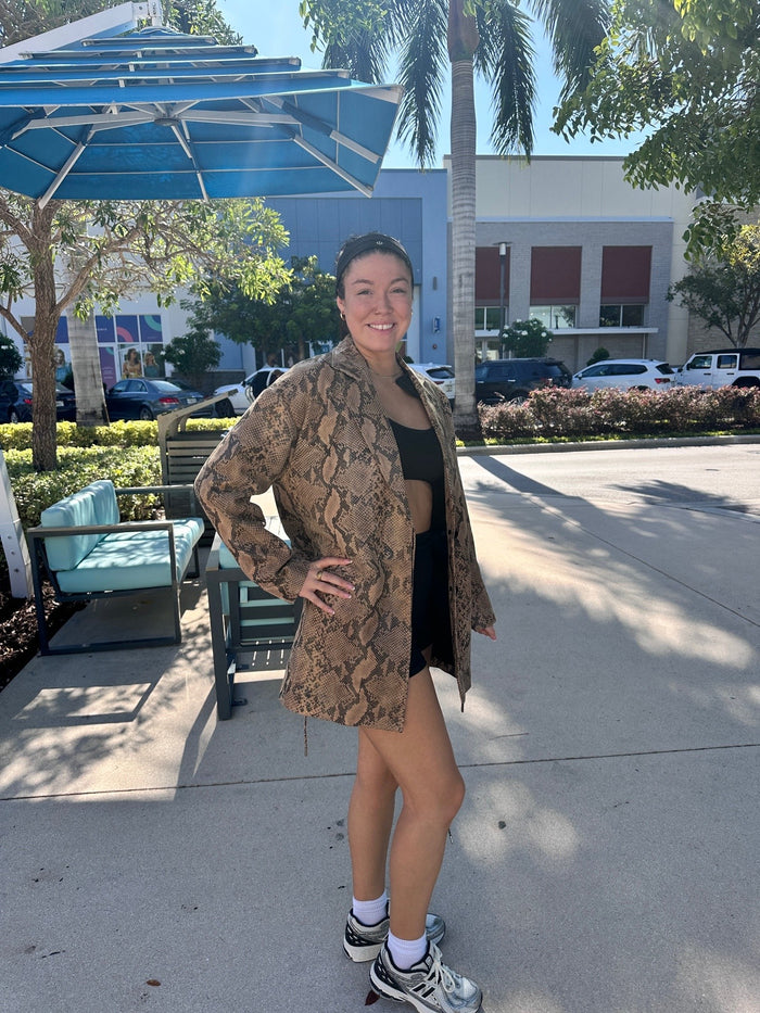 DEA Dianne Leather Blazer Python Print