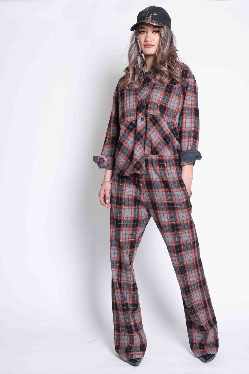 Sheryl May Black Check Flare Trousers