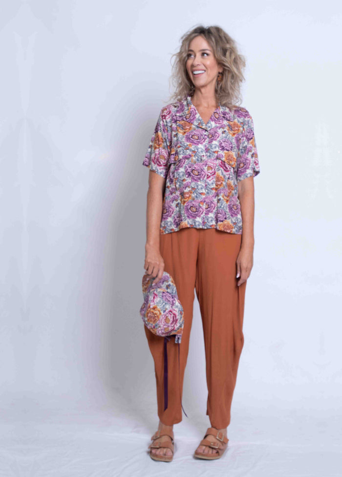 Sheryl May Purple Peony Casual Shirt