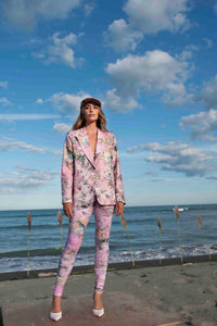 Sheryl May Pink Rococo Print Linen Jacket