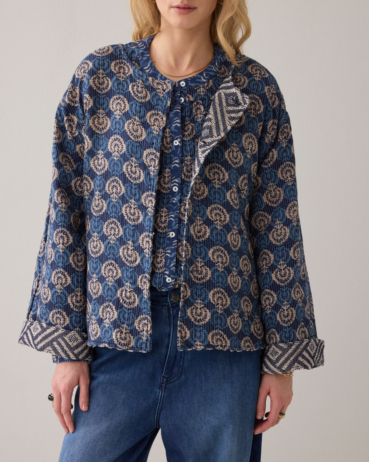 Summum Blue Jaquard Jacket