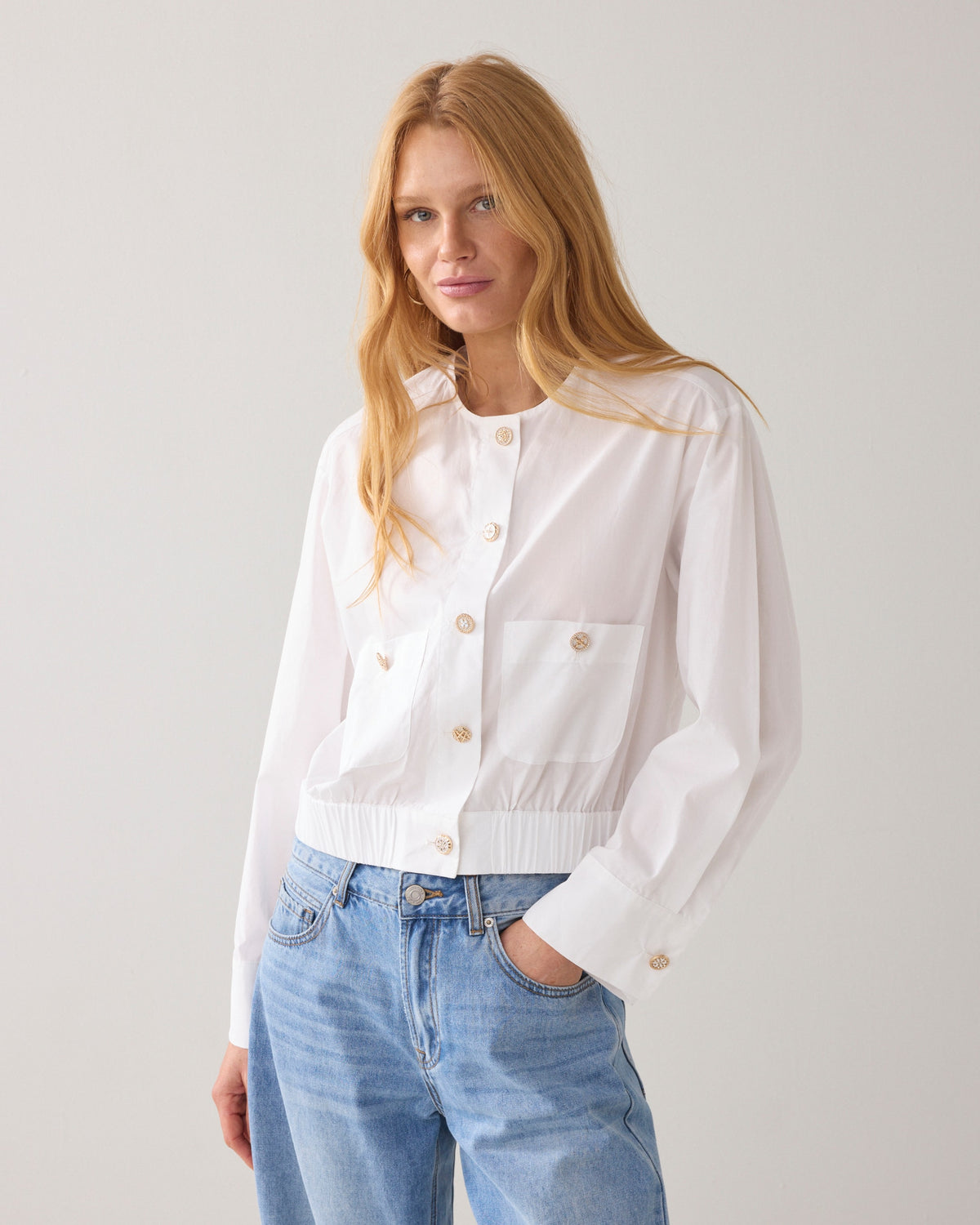 Summum Cropped Cotton Blouse