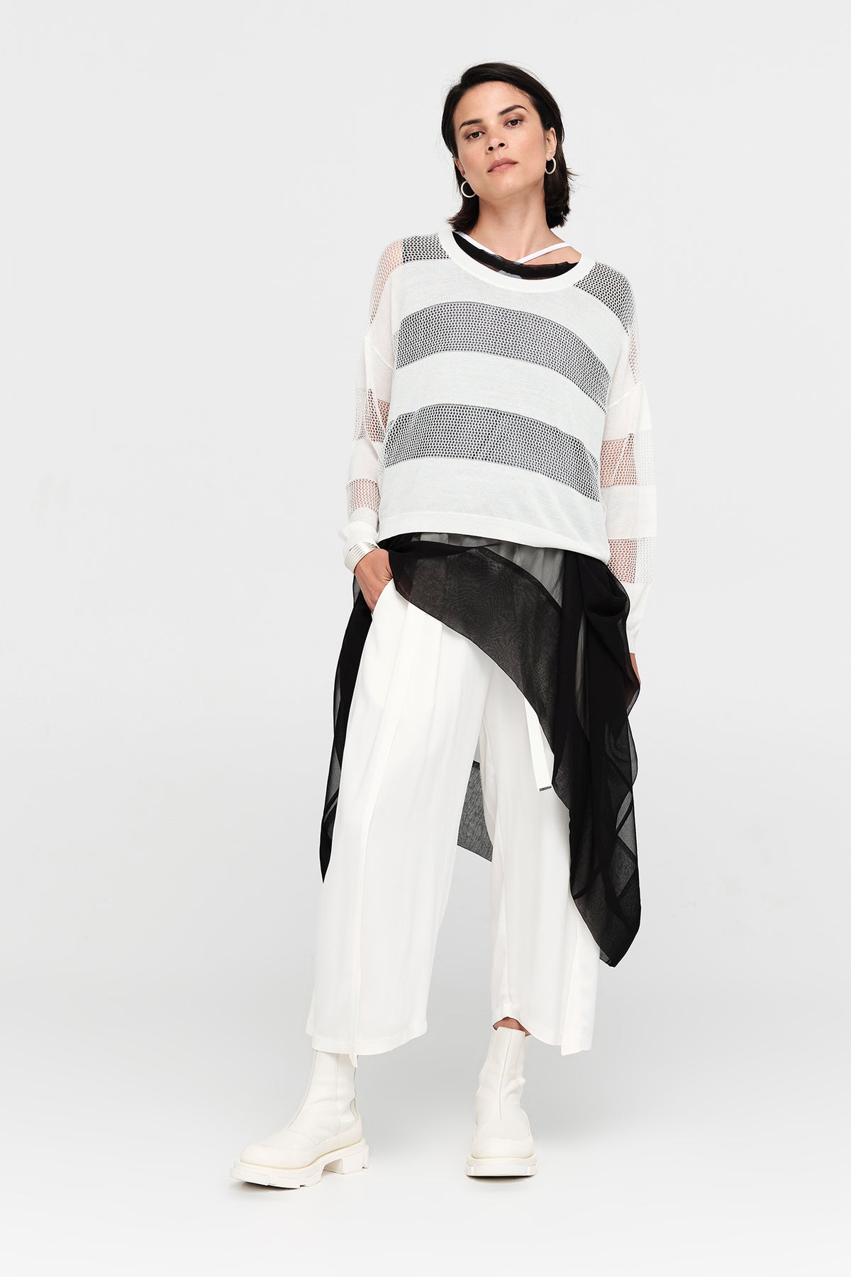 Taylor Banded Sweater Ivory