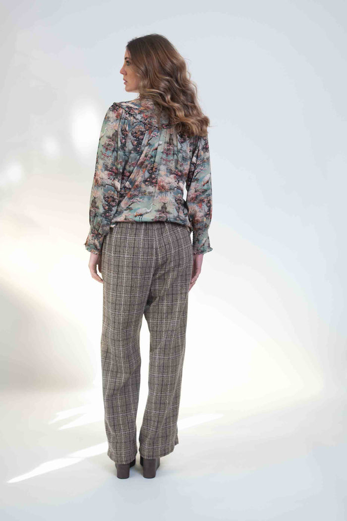 Sheryl May Mocha Wool Mix Pleat Pant