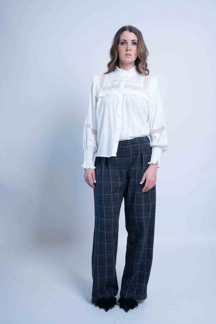 Sheryl May Charcoal Wool Mix Pleat Trousers