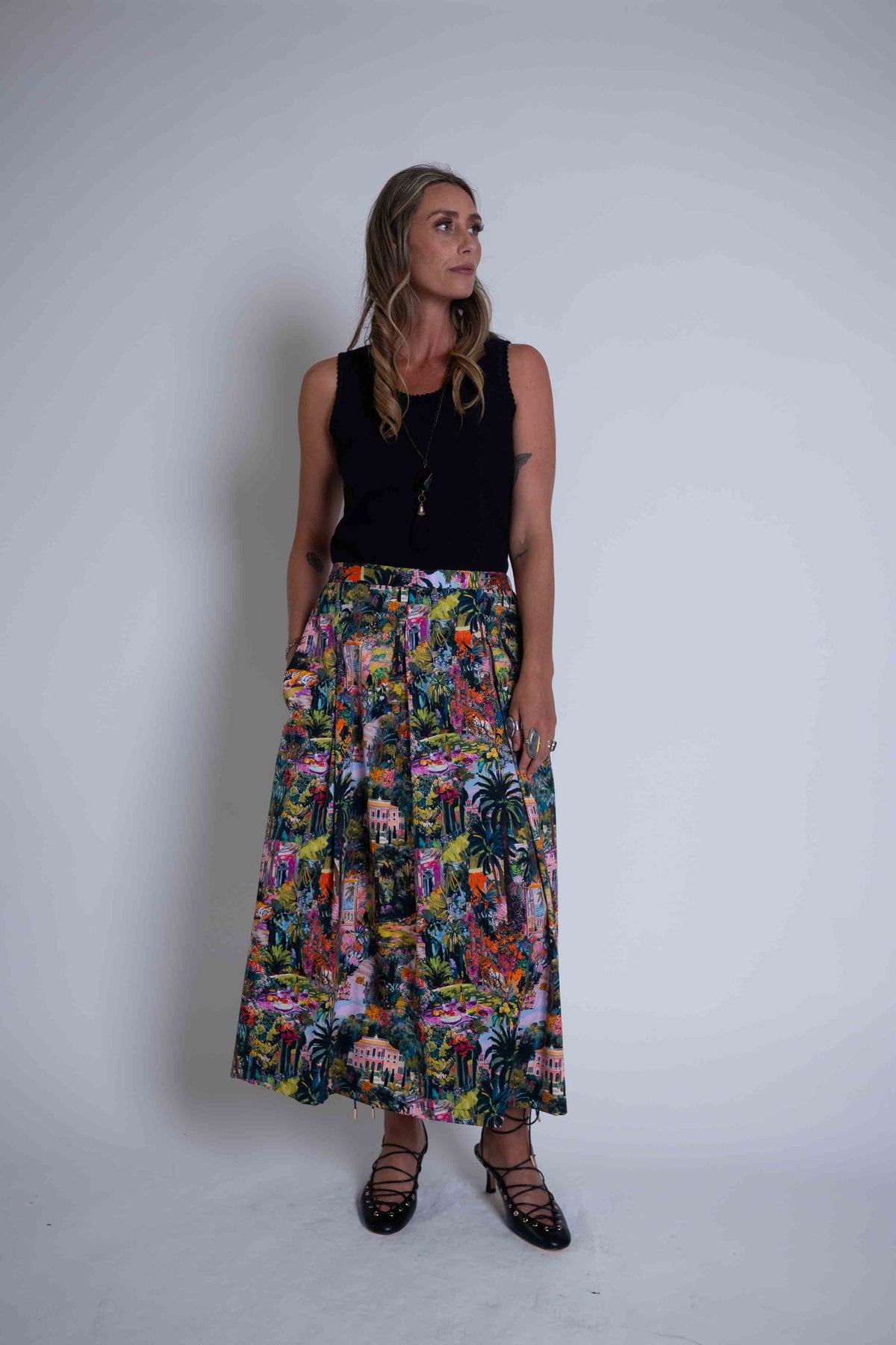Sheryl May Fauvist Garden Pleat Skirt