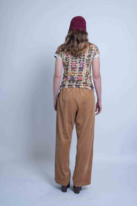 Sheryl May Gold Pleat Cord Trousers