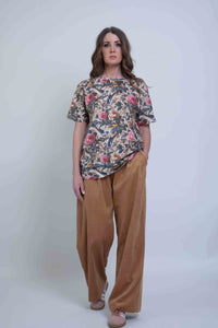 Sheryl May Gold Pleat Cord Trousers