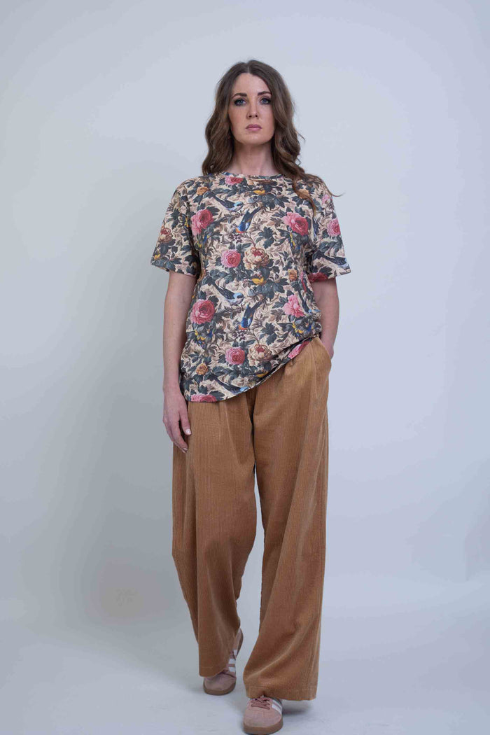 Sheryl May Gold Pleat Cord Trousers