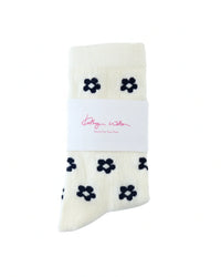 Kathryn Wilson Petal Socks Cream/Ink
