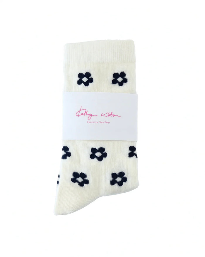 Kathryn Wilson Petal Socks Cream/Ink