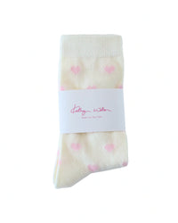 Kathryn Wilson Heart Socks Cream/Pink