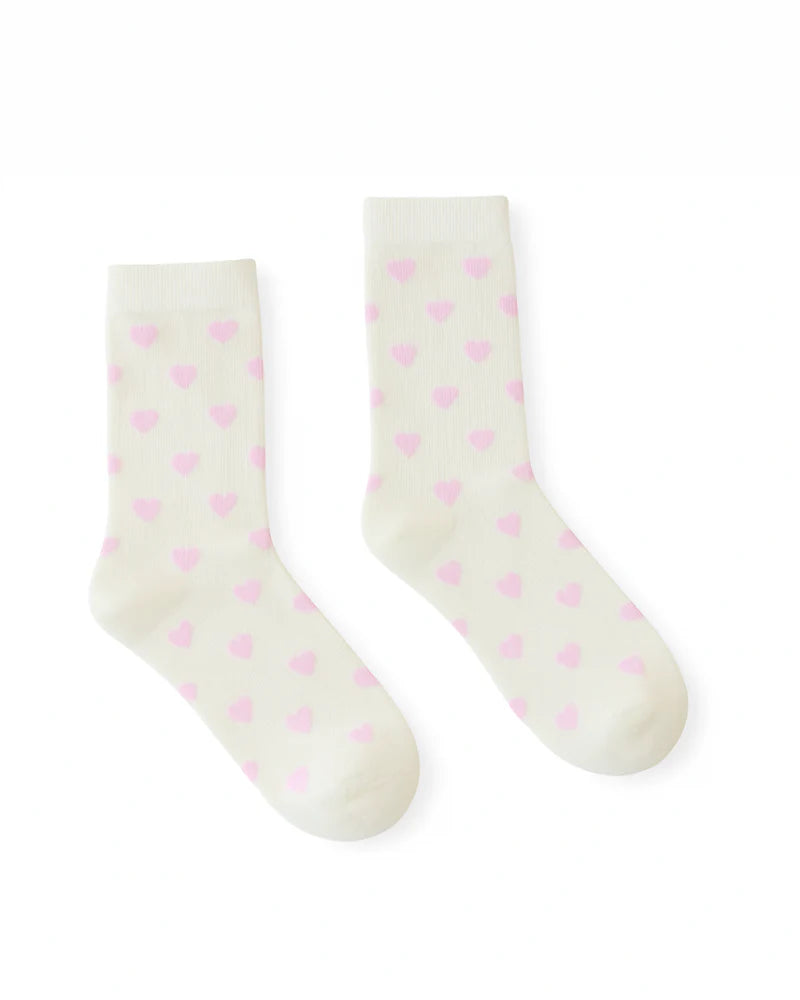Kathryn Wilson Heart Socks Cream/Pink