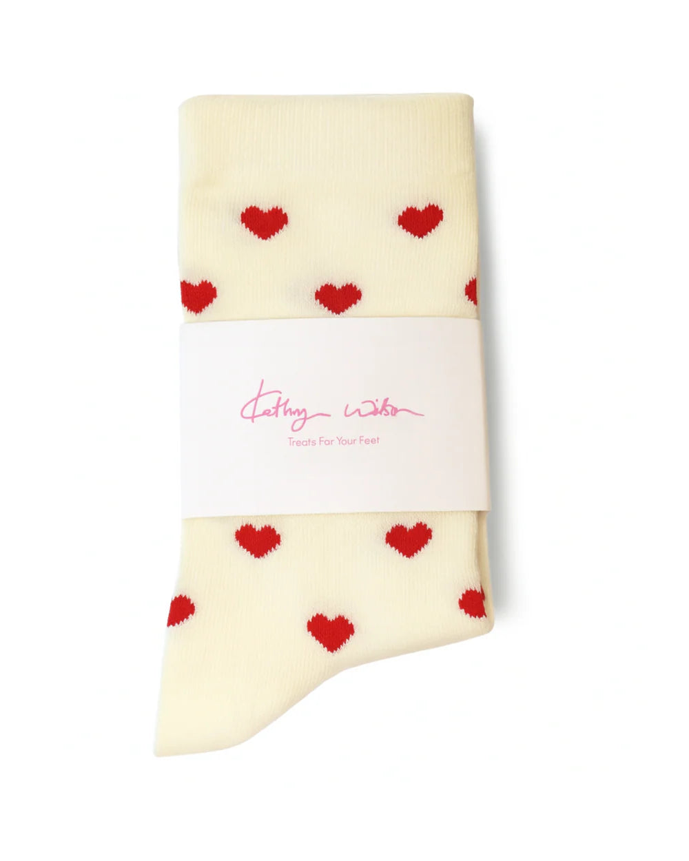 Kathryn Wilson Heart Socks Cream/Red
