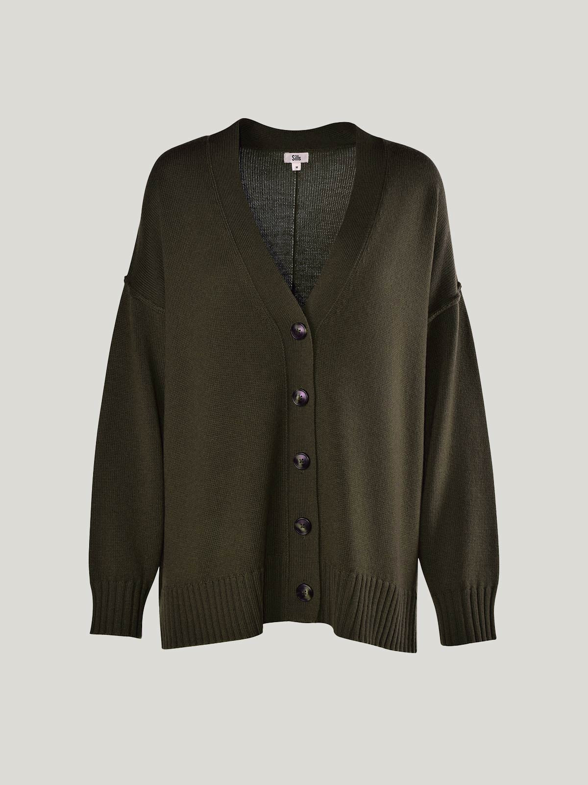 Caroline Sills Kalmar Boyfriend Cardigan Khaki
