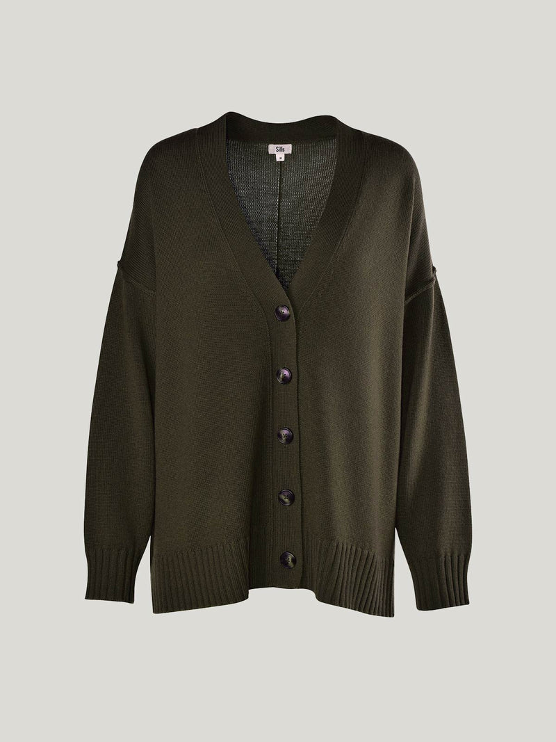 Caroline Sills Kalmar Boyfriend Cardigan Khaki