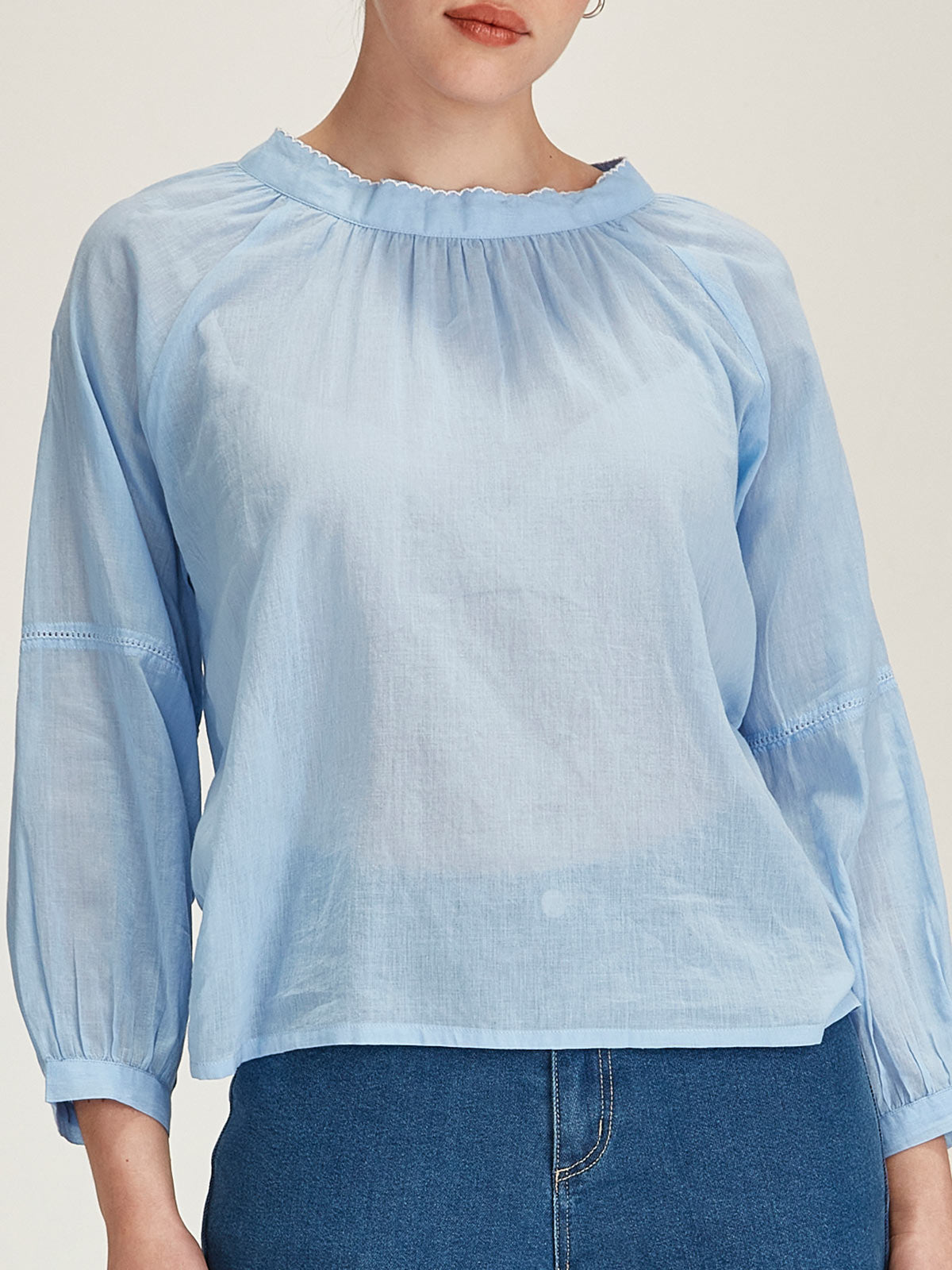 Sills Hana Embroidered Top Sky Blue