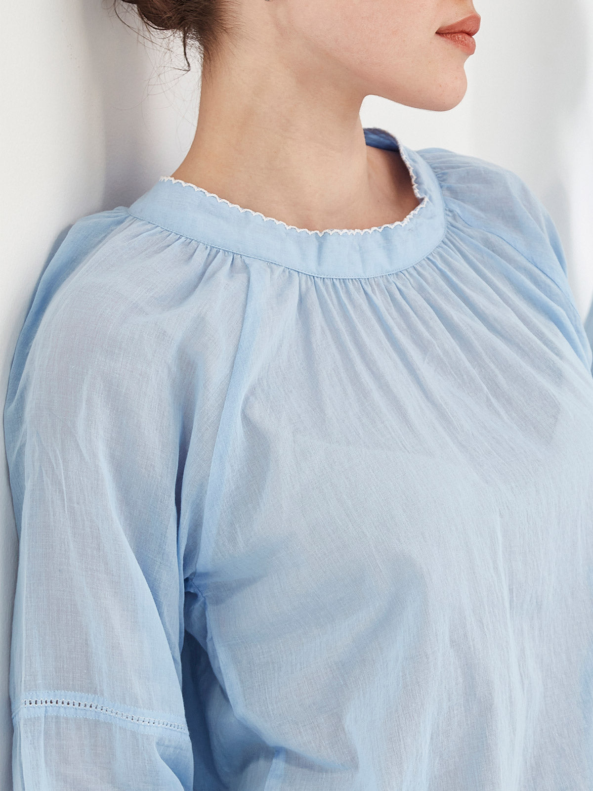 Sills Hana Embroidered Top Sky Blue
