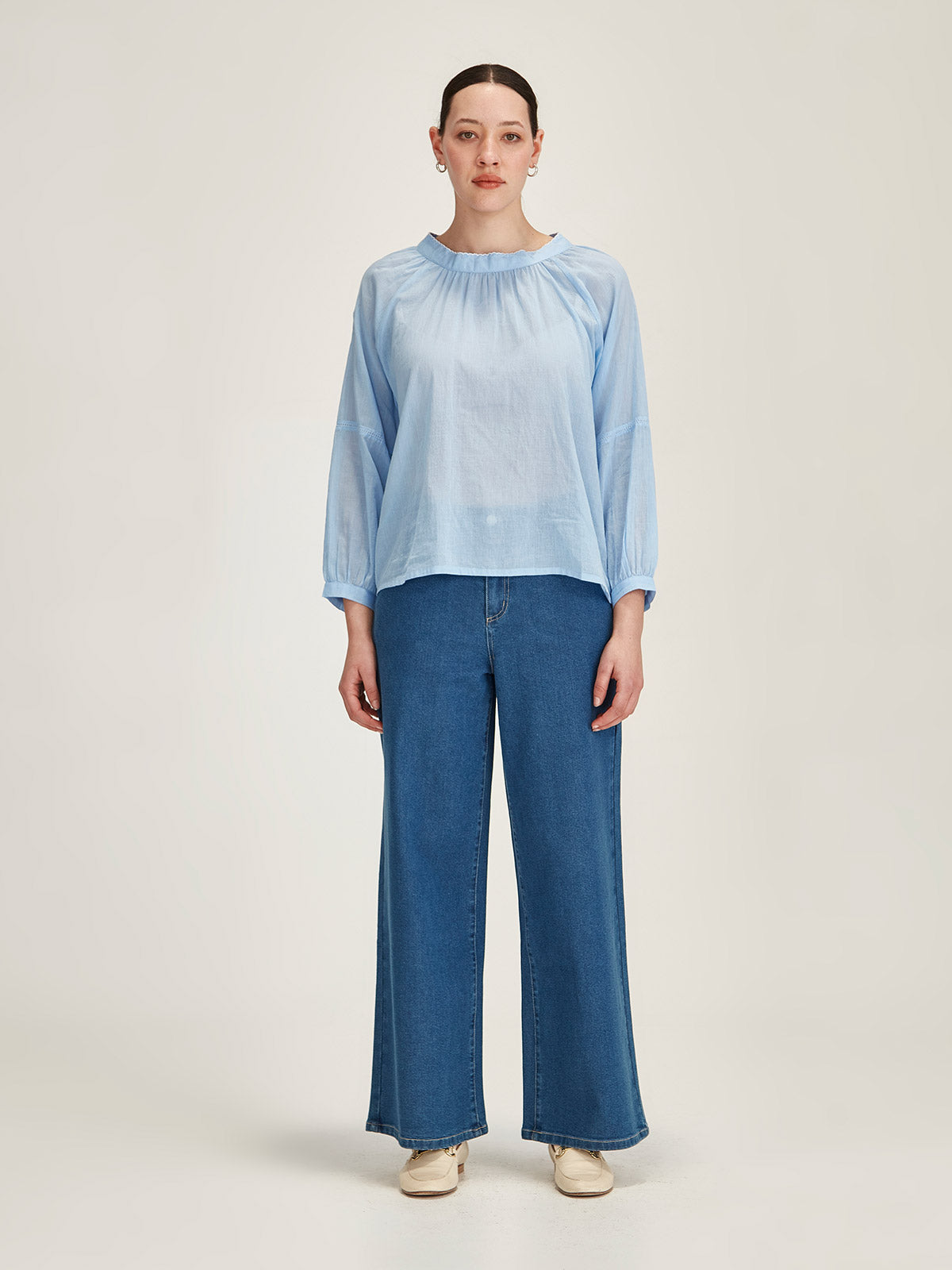 Sills Hana Embroidered Top Sky Blue