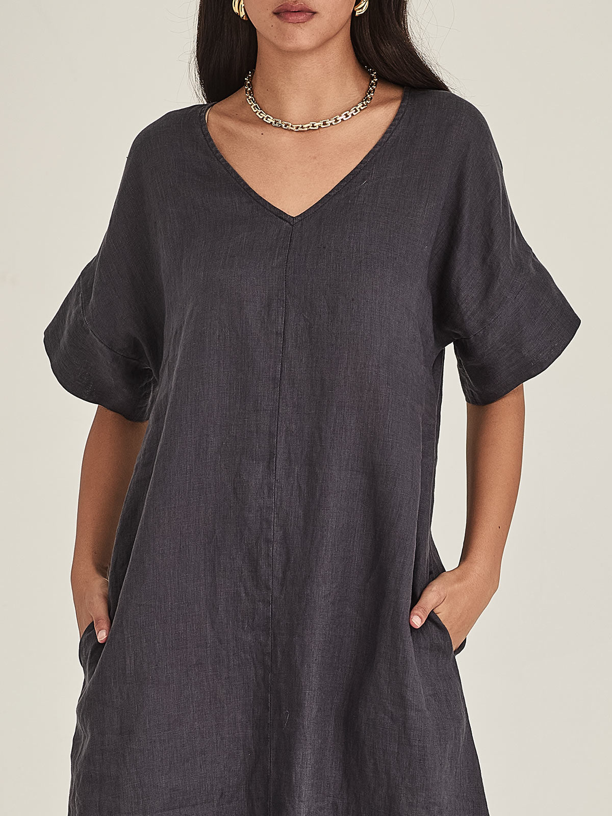 Caroline Sills Eden Linen Dress Indigo