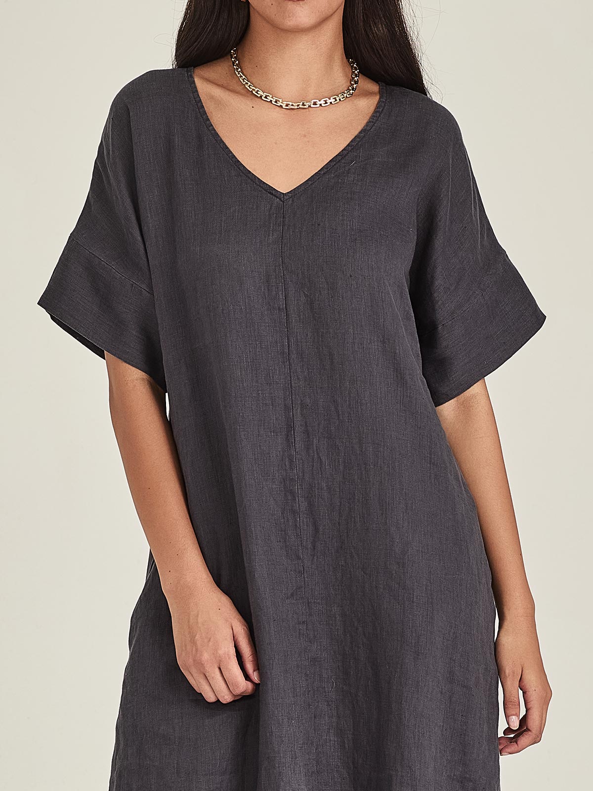 Caroline Sills Eden Linen Dress Indigo