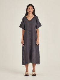 Caroline Sills Eden Linen Dress Indigo