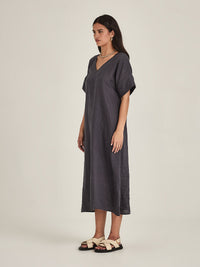 Caroline Sills Eden Linen Dress Indigo