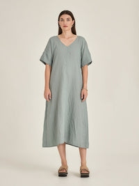 Caroline Sills Eden Linen Dress Seaweed