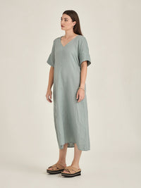 Caroline Sills Eden Linen Dress Seaweed