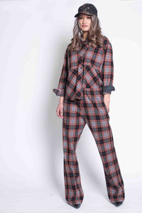 Sheryl May Black Check Bush Flare Trousers