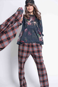 Sheryl May Black Check Bush Flare Trousers