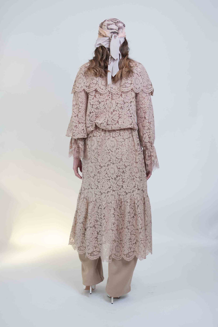 Sheryl May Sand Lace Tier Skirt