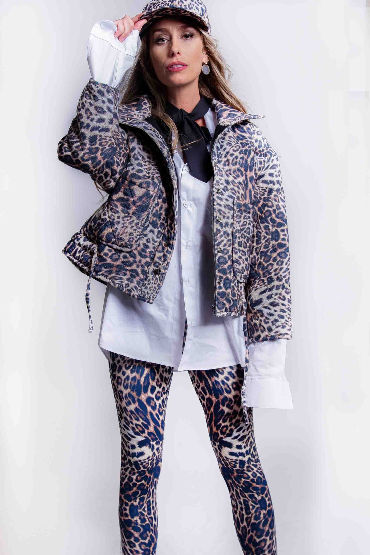 Sheryl May Leopard Print Linen Cap