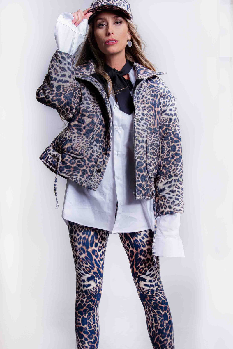 Sheryl May Leopard Print Linen Cap