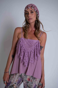 Sheryl May Lace Frill Cami Mauve
