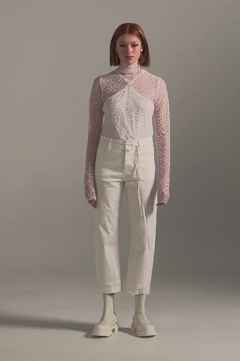 Taylor Undone Tunic Ivory Molecule Mesh