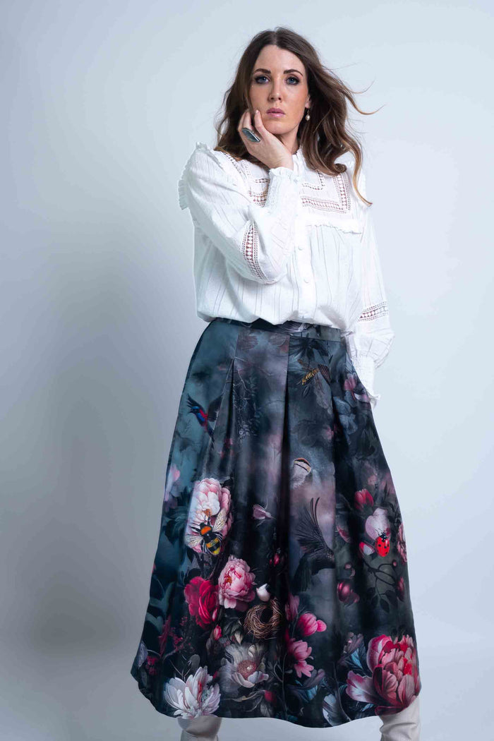 Sheryl May Sky Garden Pleat Skirt