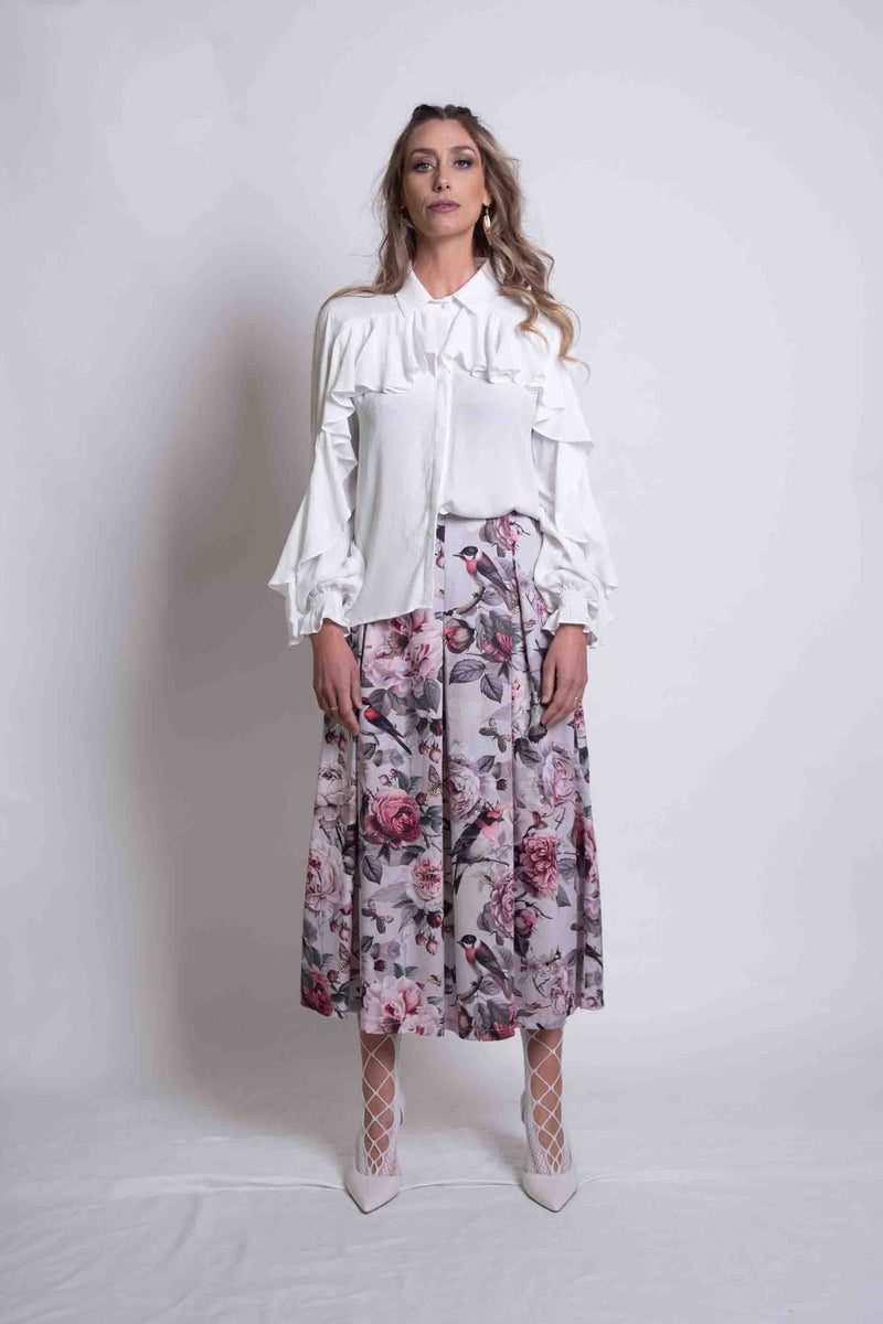 Sheryl May Frill Shirt in Ecru