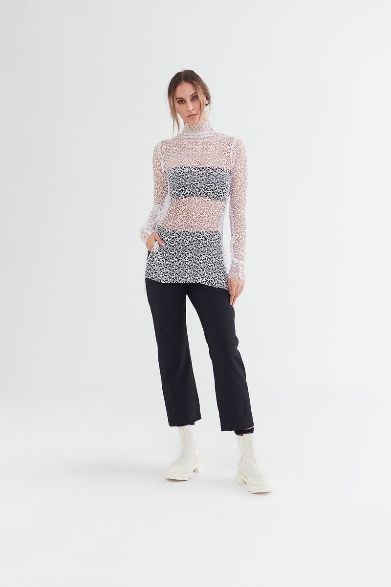 Taylor Undone Tunic Ivory Molecule Mesh