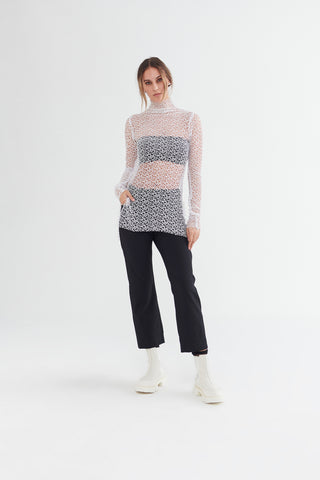 Taylor Undone Tunic Ivory Molecule Mesh